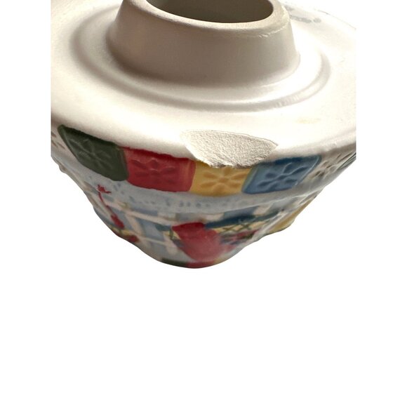 Yankee Candle Ceramic Candle Holder Festive Winter Scene Skis Hats Vintage - Picture 7 of 7